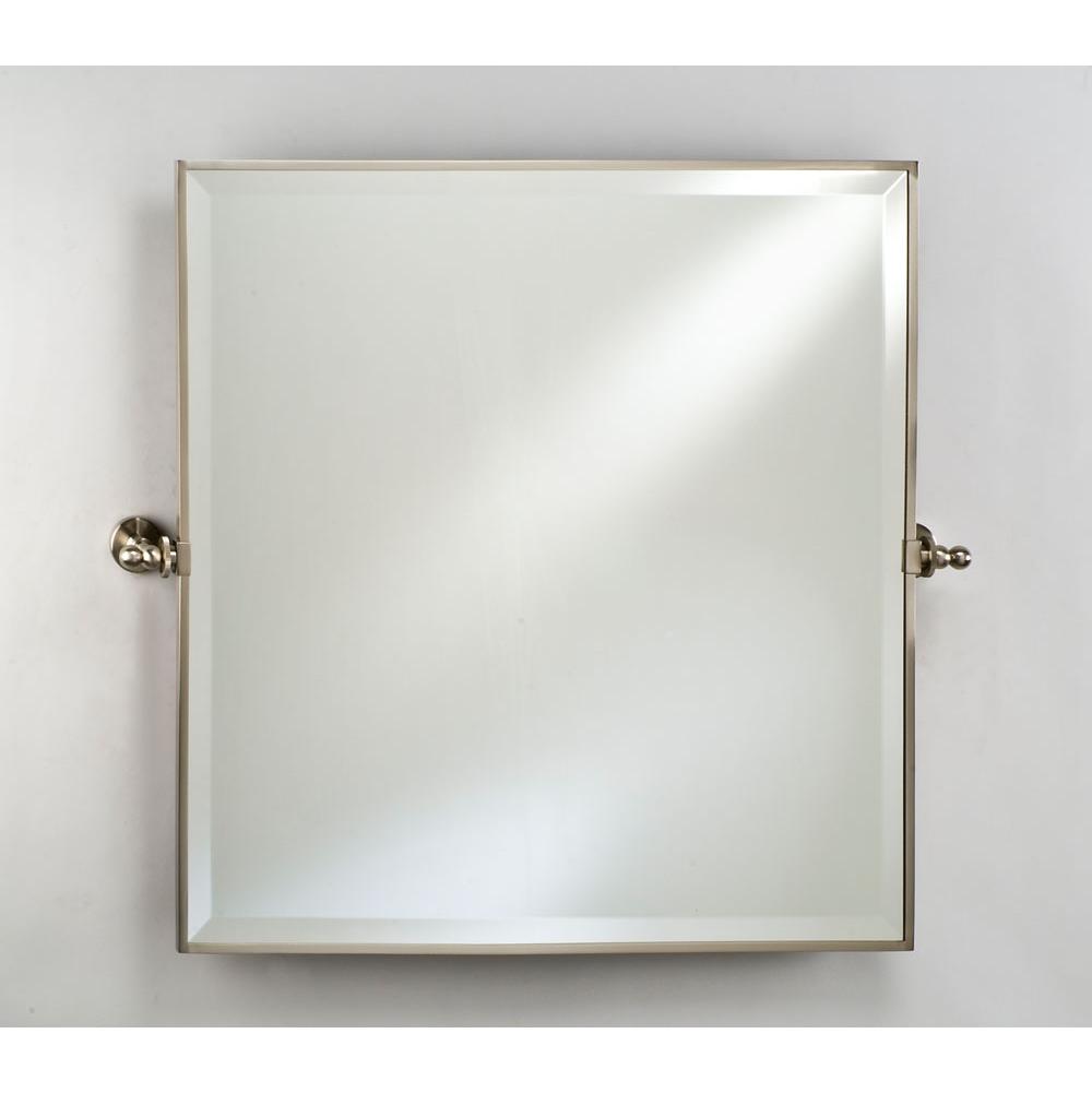 Afina Corporation 24X24 Square Framed With Brass Gear Style With Tilt Brackets & Trim Satin Nickel