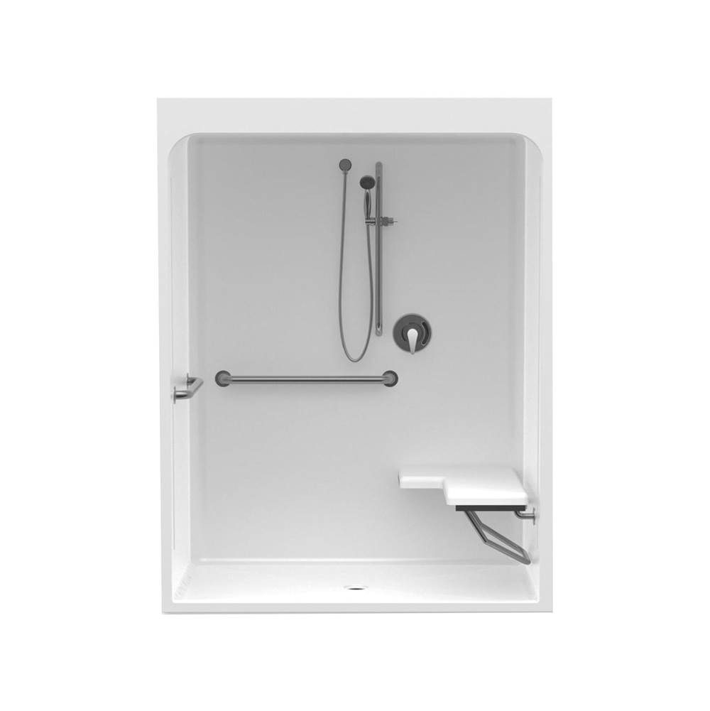 Aquatic 6036CFS 60 x 36 Acrylic Alcove Center Drain One-Piece Shower in White