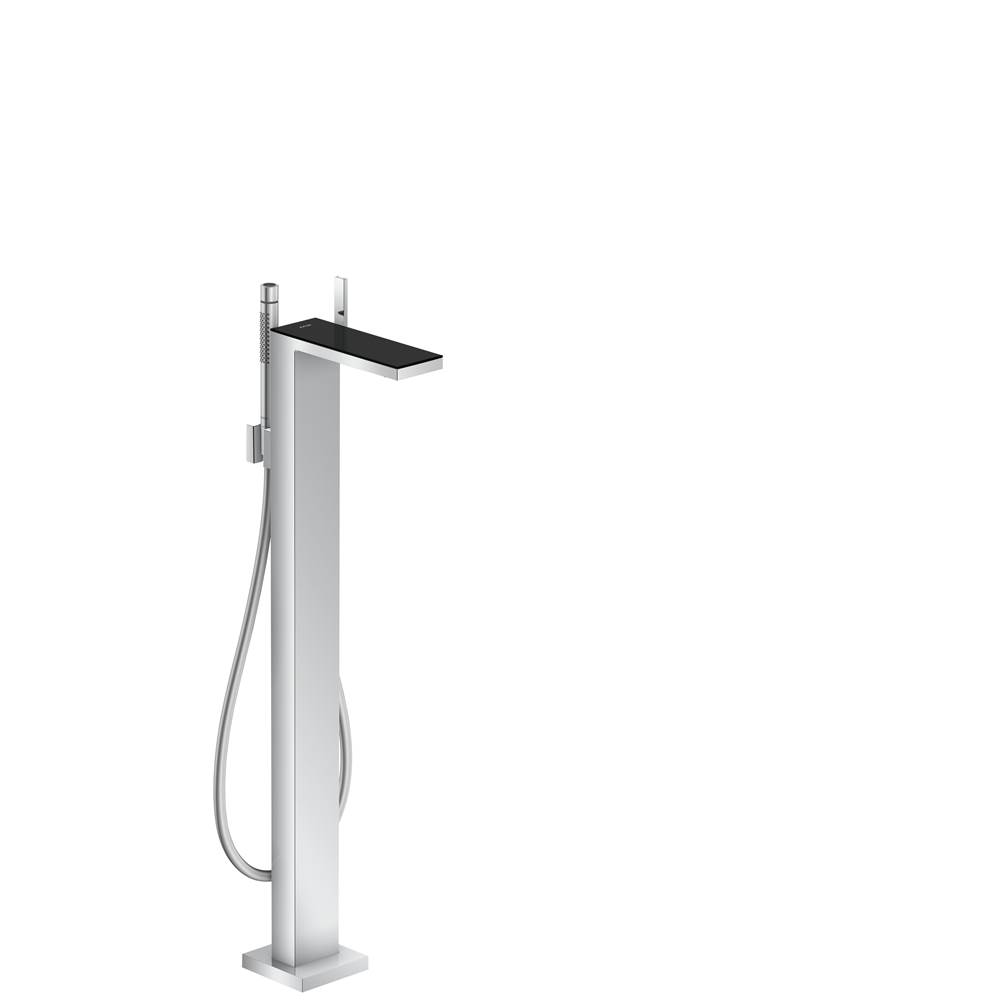 Axor MyEdition Freestanding Tub Filler Trim with 1.75 GPM Handshower in Chrome / Black Glass