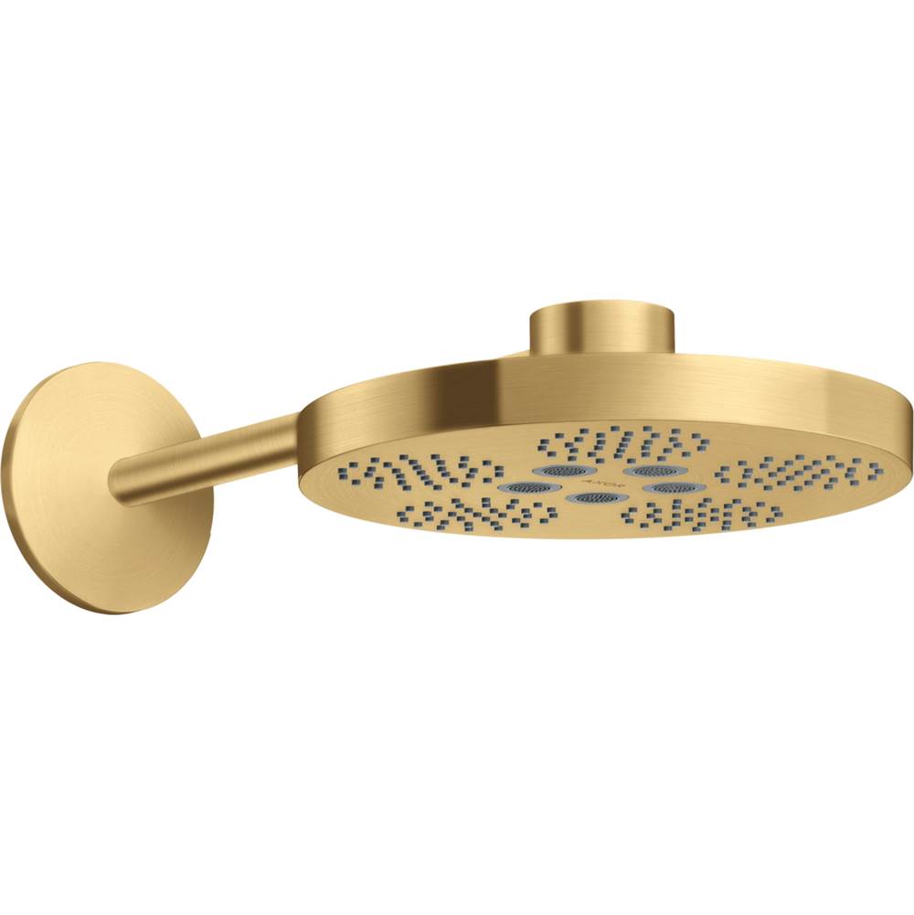 Axor ONE Showerhead 280 2-Jet with Showerarm Trim, 1.75 GPM in Brushed Gold Optic