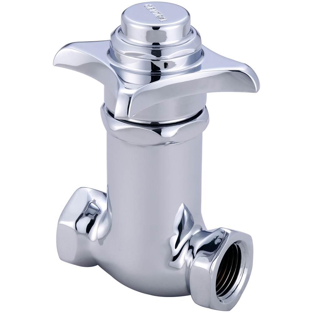 Central Brass Selfclose-Straight Stop 4-Arm Hdl 1/2'' Inline-Pc