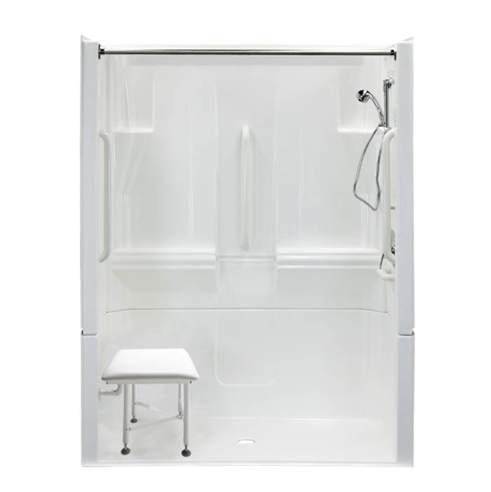 Clarion Bathware 60'' 4-Piece Barrier-Free Shower W/ 3/4'' Threshold - Center Drain