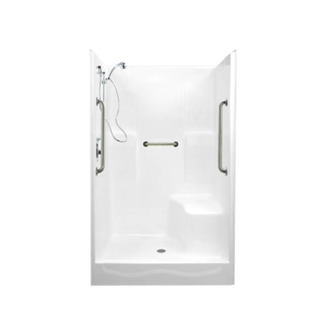 Clarion Bathware 48'' Shower W/ 8'' Threshold And Molded Seat - Center Drain