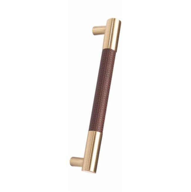 Colonial Bronze Leather Accented Round Appliance Pull, Door Pull, Shower Door Pull, Towel Bar With Straight Posts, Matte Satin Copper x Shagreen Ink Leather