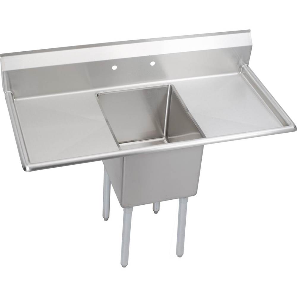 Elkay Dependabilt Stainless Steel 54'' x 23-13/16'' x 44-3/4'' 16 Gauge One Compartment Sink w/ 18'' Left and Right Drainboards and Stainless Steel Legs