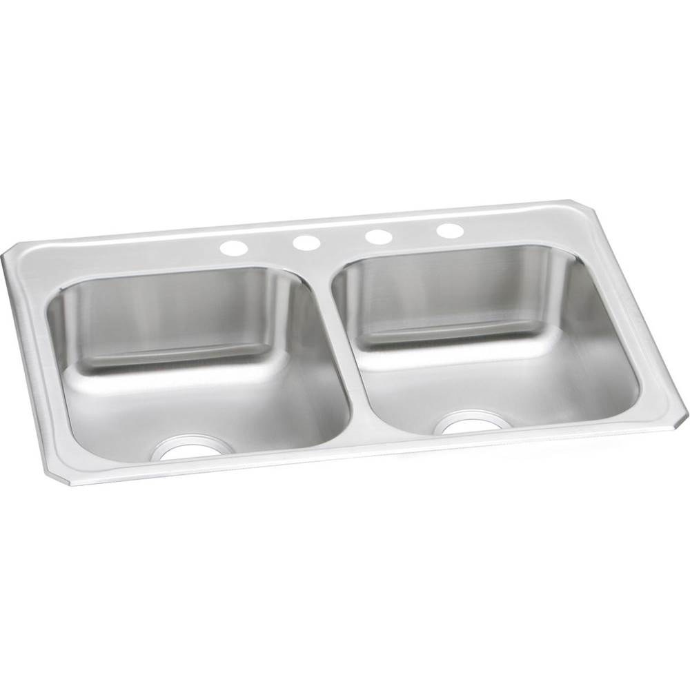 Elkay Celebrity Stainless Steel 33'' x 22'' x 7'', 1-Hole Equal Double Bowl Drop-in Sink