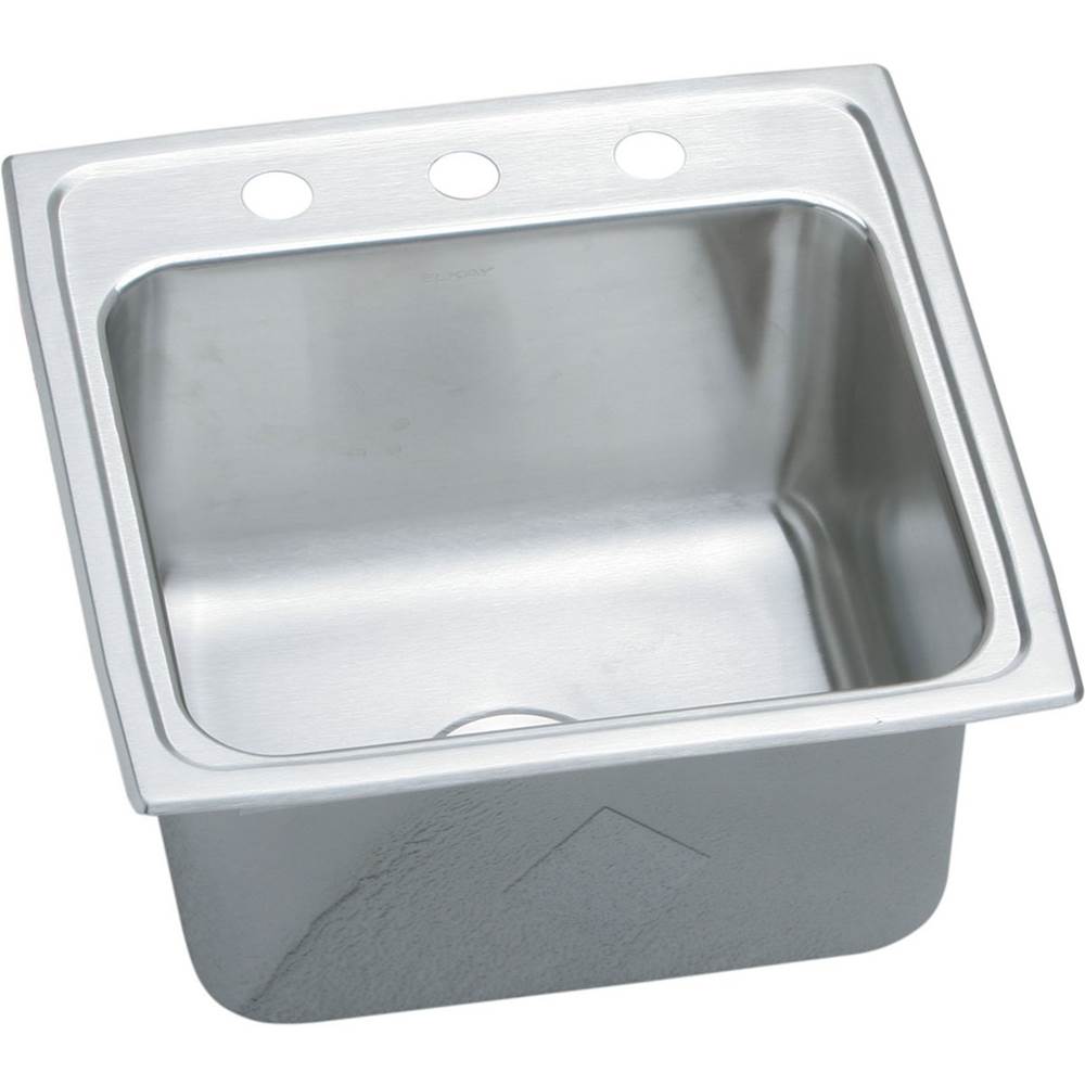 Elkay Lustertone Classic Stainless Steel 19-1/2'' x 19'' x 10-1/8'', Single Bowl Drop-in Laundry Sink with Quick-clip