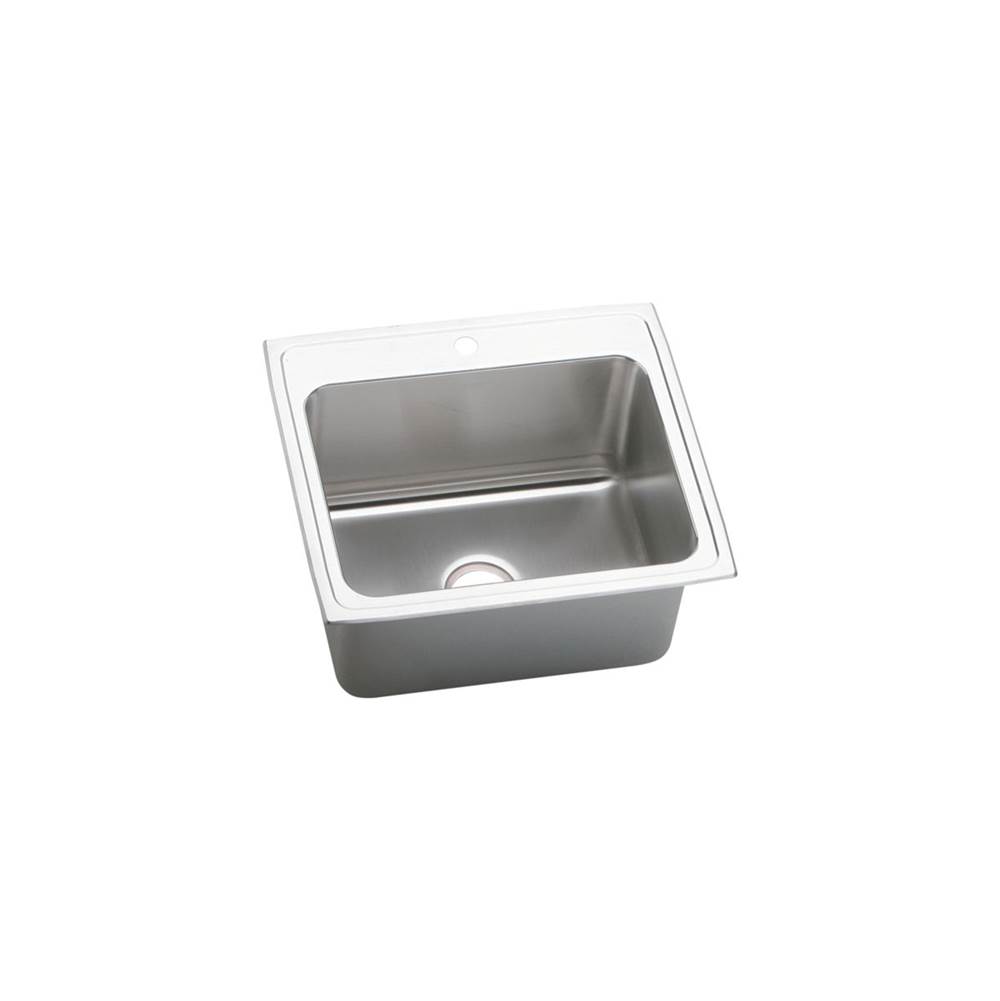 Elkay Lustertone Classic Stainless Steel 25'' x 22'' x 12-1/8'', 1-Hole Single Bowl Drop-in Sink with Quick-clip