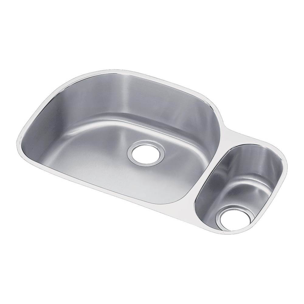 Elkay Lustertone Classic Stainless Steel 31-1/2'' x 21-1/8'' x 10'', Offset 70/30 Double Bowl Undermount Sink