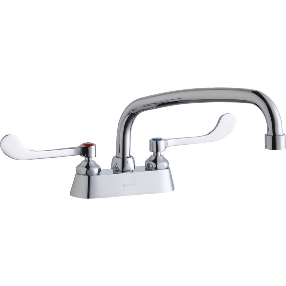 Elkay 4'' Centerset with Exposed Deck Faucet with 12'' Arc Tube Spout 6'' Wristblade Handles