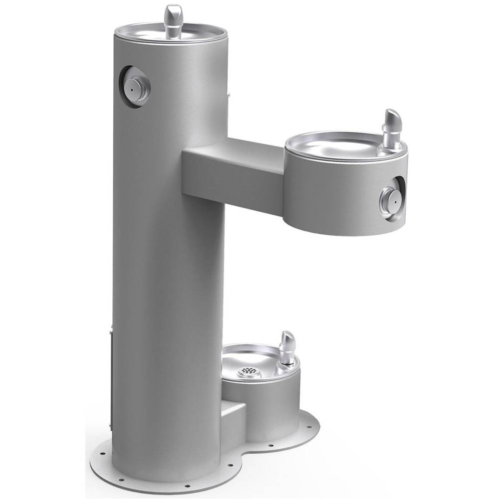 Elkay Outdoor Fountain Bi-Level Pedestal with Pet Station, Non-Filtered Non-Refrigerated Gray
