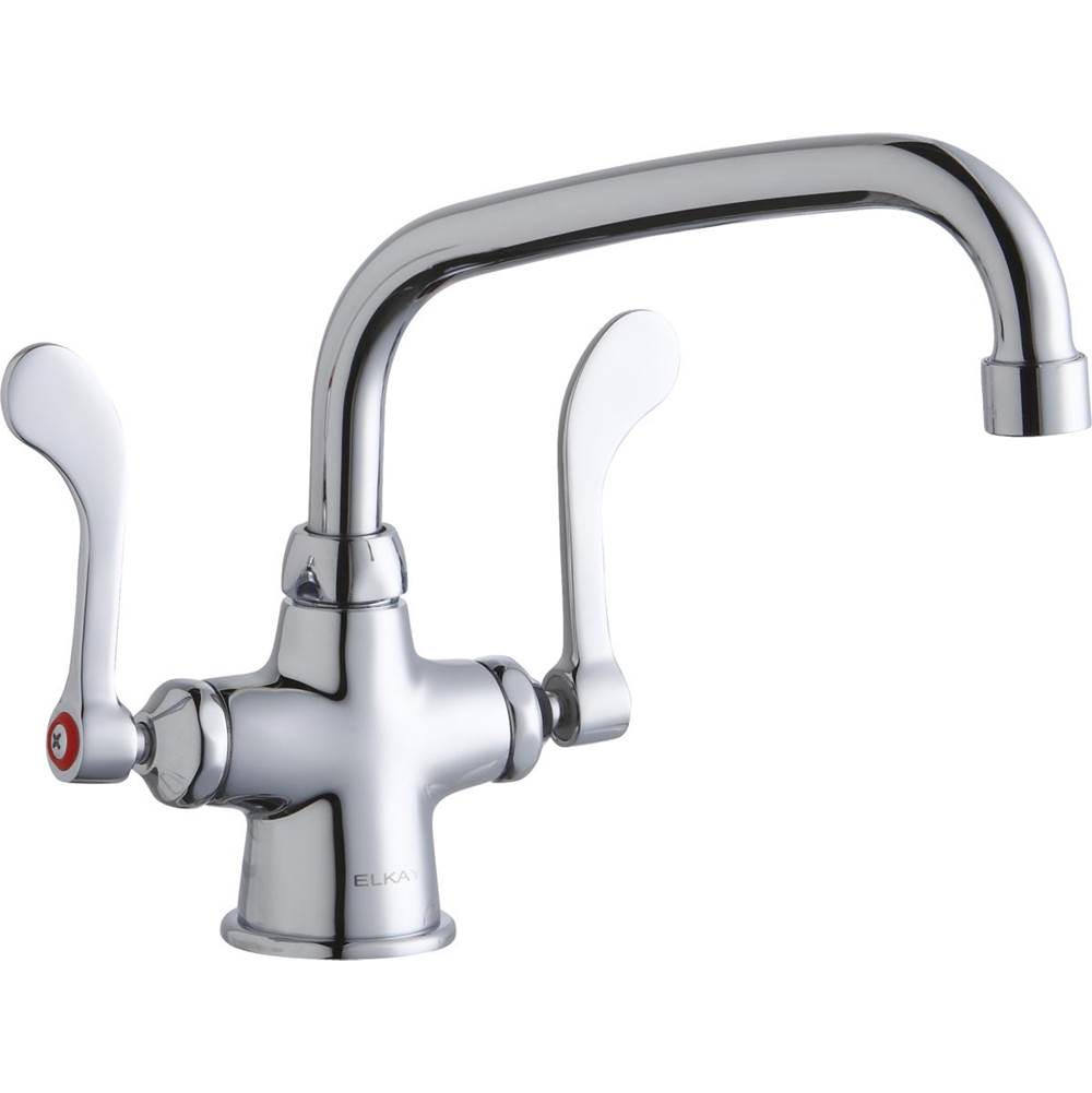 Elkay Single Hole with Concealed Deck Faucet with 8'' Arc Tube Spout 4'' Wristblade Handles Chrome