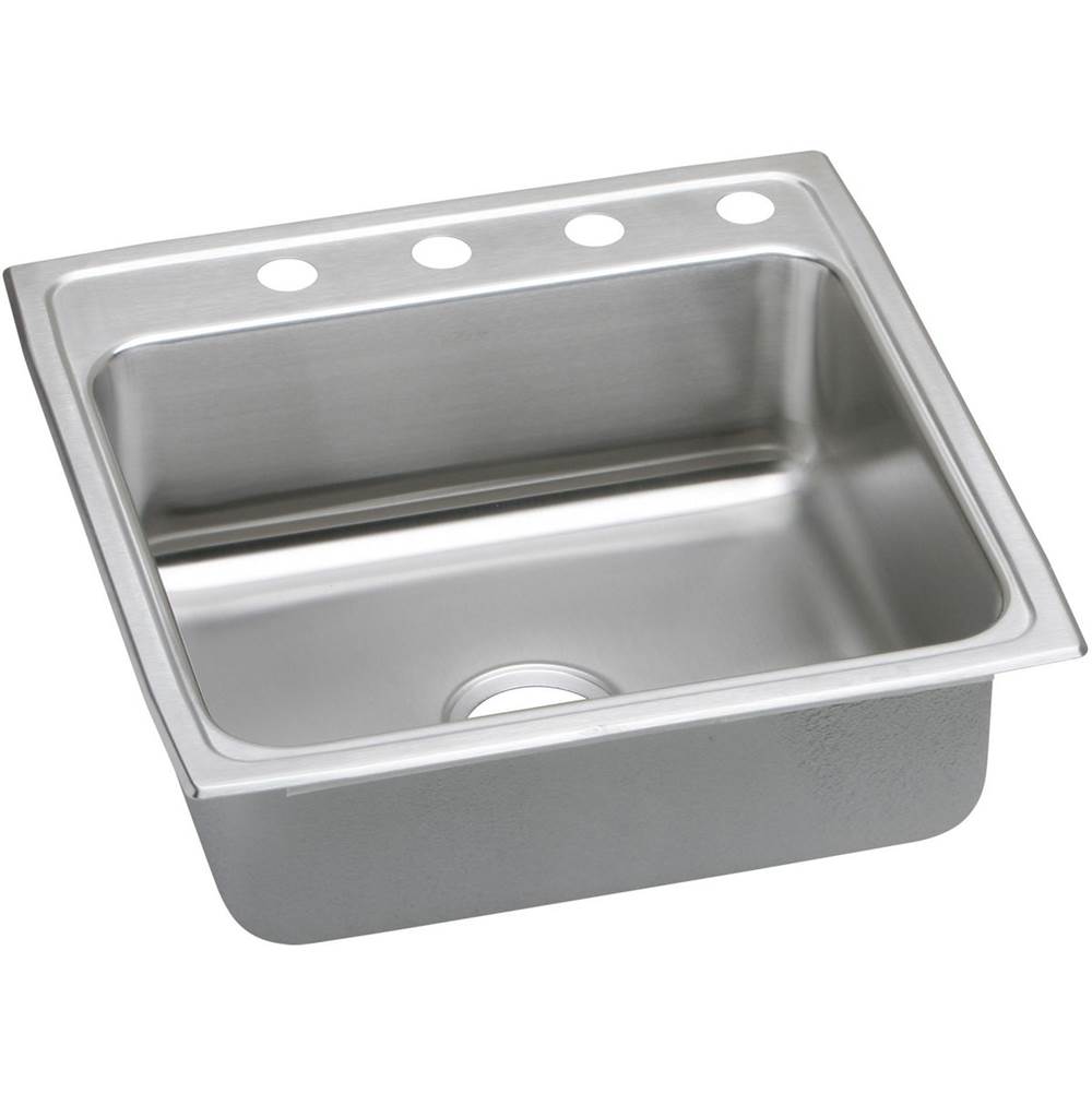 Elkay Lustertone Classic Stainless Steel 22'' x 22'' x 7-5/8'', 4-Hole Single Bowl Drop-in Sink with Quick-clip