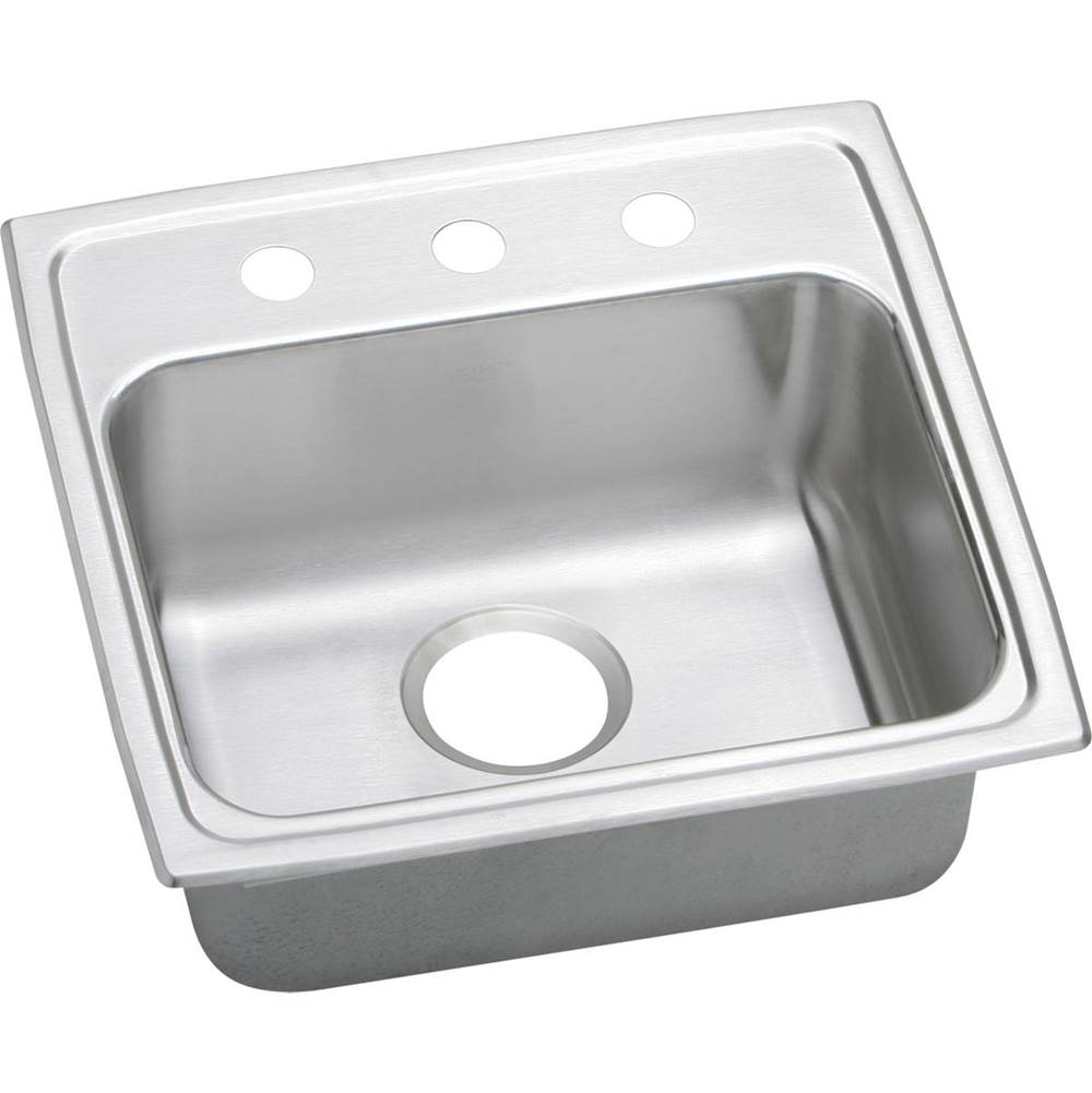 Elkay Lustertone Classic Stainless Steel 19-1/2'' x 19'' x 6'', 3-Hole Single Bowl Drop-in ADA Sink with Quick-clip
