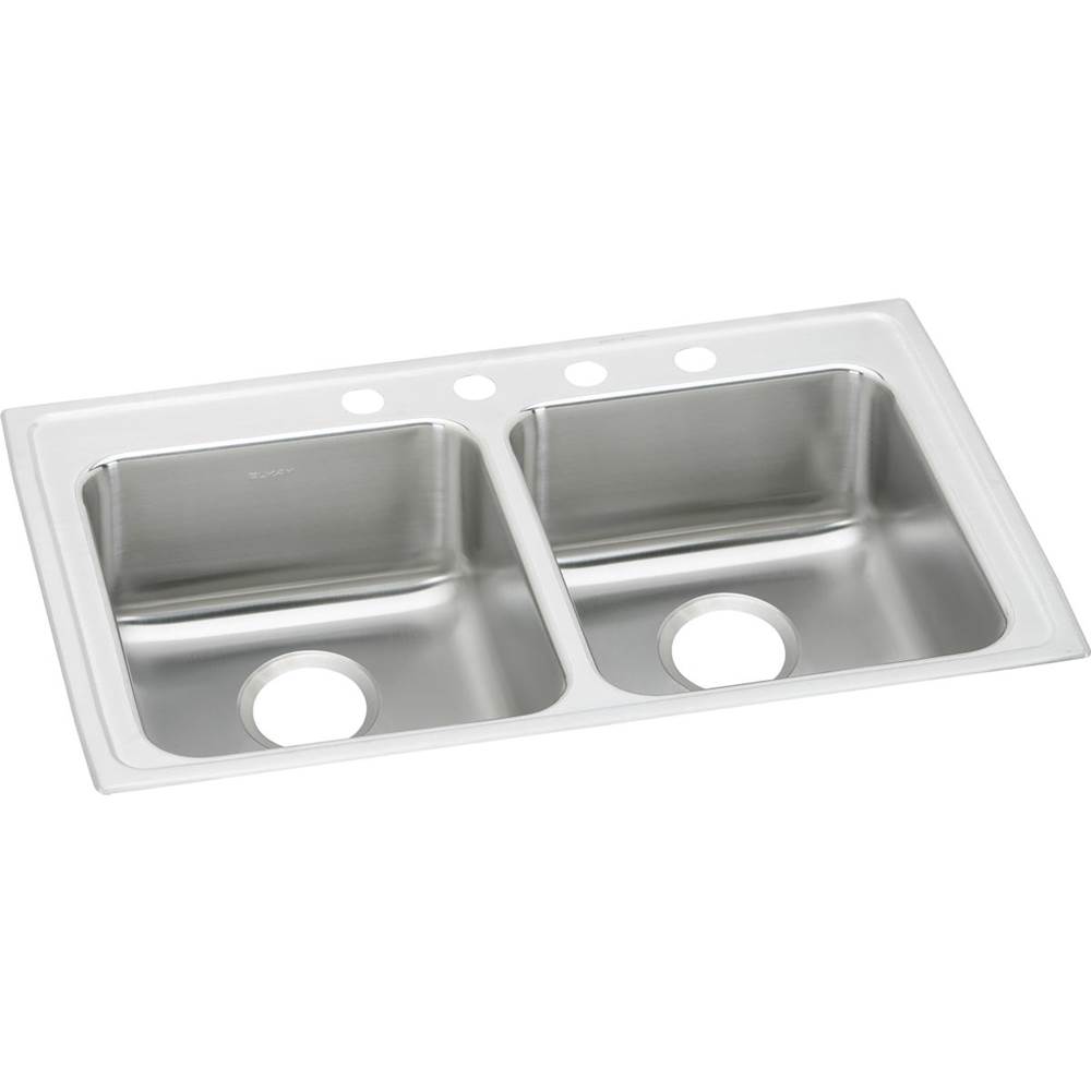 Elkay Lustertone Classic Stainless Steel 33'' x 21-1/4'' x 5-1/2'', 2-Hole Equal Double Bowl Drop-in ADA Sink