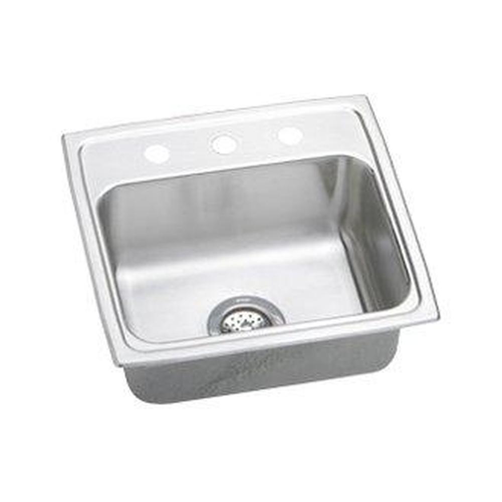 Elkay Lustertone Classic Stainless Steel 19-1/2'' x 19'' x 7-1/2'', Single Bowl Drop-in Sink with Quick-clip