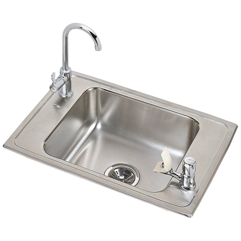 Elkay Celebrity Stainless Steel 25'' x 17'' x 7-1/8'', 2-Hole Single Bowl Drop-in Classroom Sink and Faucet / Bubbler Kit