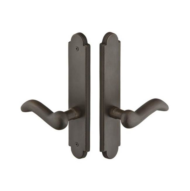 Emtek Multi Point C1, Non-Keyed Fixed Handle OS, Operating Handle IS, Arched Style, 2'' x 10'', Aurora Lever, RH, TWB