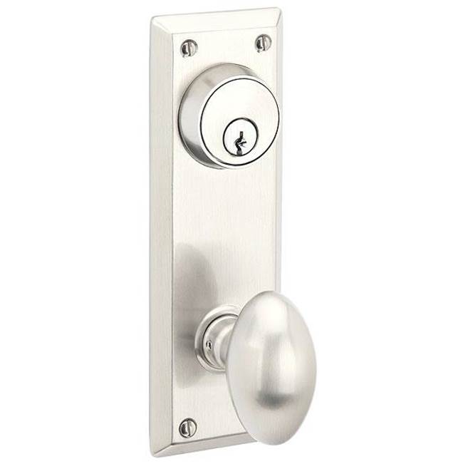 Emtek Passage Double Keyed, Sideplate Locksets Quincy 3-5/8'' Center to Center Keyed, Coventry Lever, LH, US10B