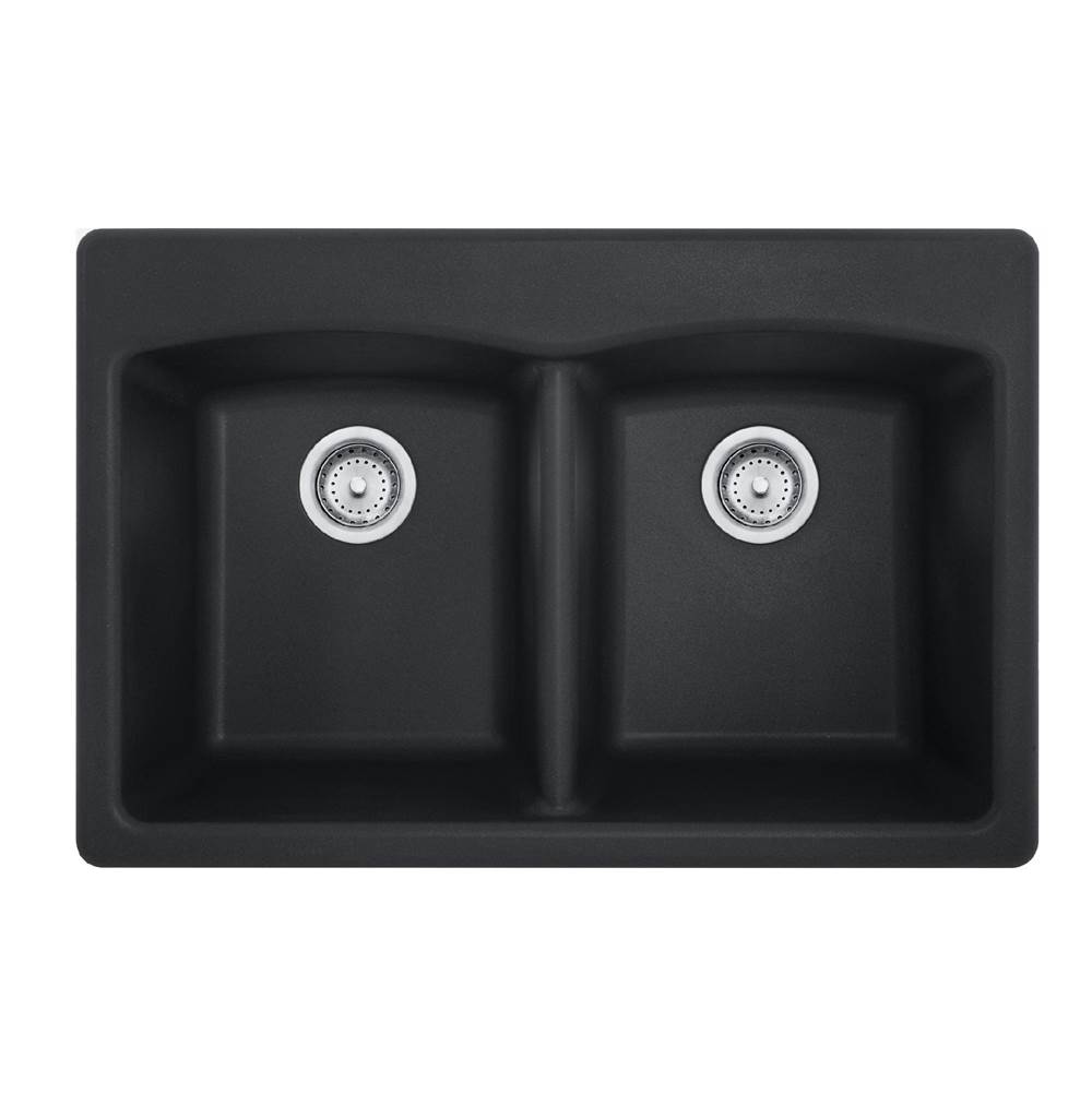 Franke Ellipse 33.0-in. x 22.0-in. Granite Dual Mount Double Bowl Kitchen Sink in Onyx