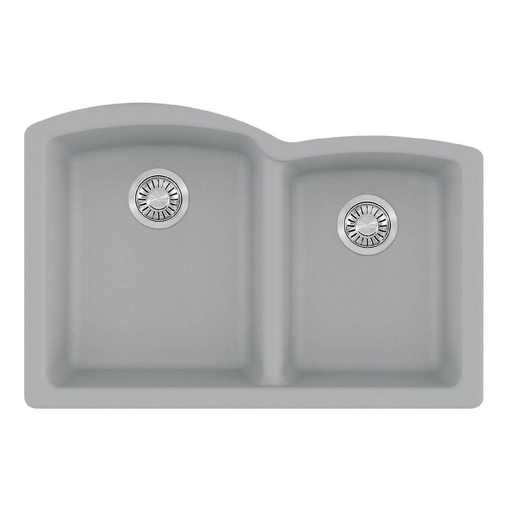 Franke Ellipse 33.0-in. x 21.7-in. Stone Grey Granite Undermount Double Bowl Kitchen Sink - ELG160STO