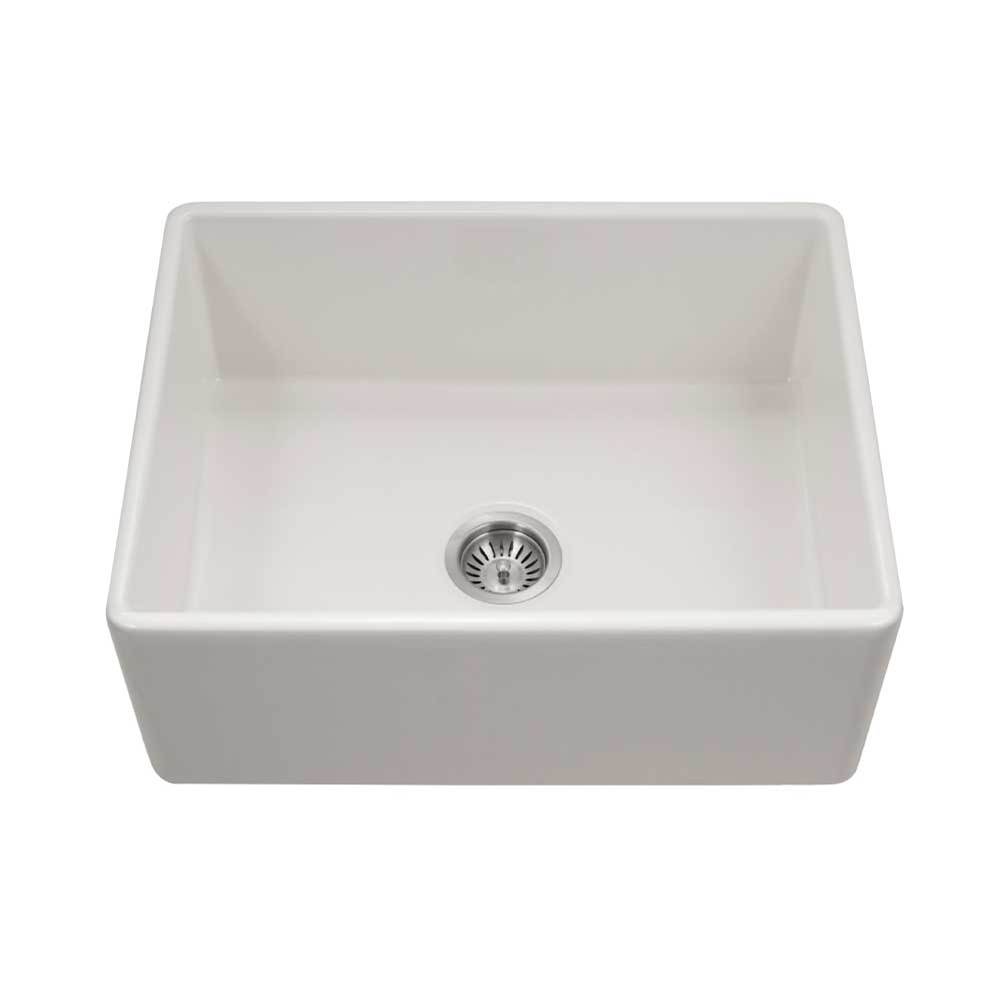 Hamat Apron-Front Fireclay Single Bowl Kitchen Sink, Biscuit