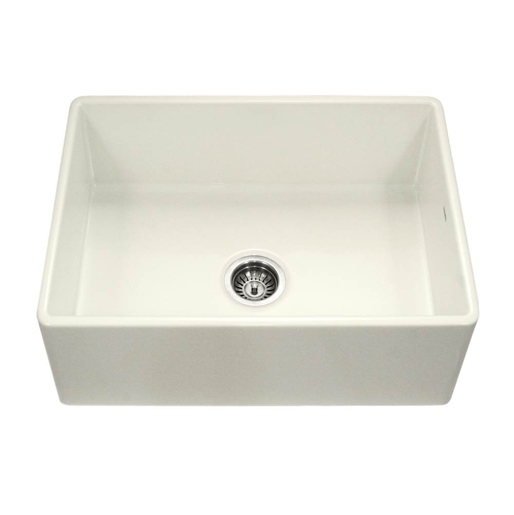 Hamat Apron-Front Fireclay Single Bowl Kitchen Sink, Biscuit
