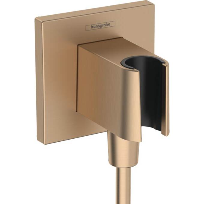 Hansgrohe FixFit E Wall Outlet with Handshower Holder in Brushed Bronze