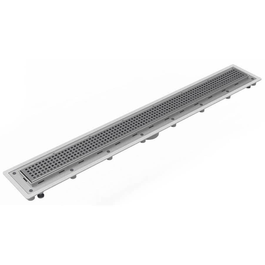 Infinity Drain 42'' Complete Universal Infinity Drain™ Kit with PVC Channel and Squares Pattern Grate in Satin Stainless