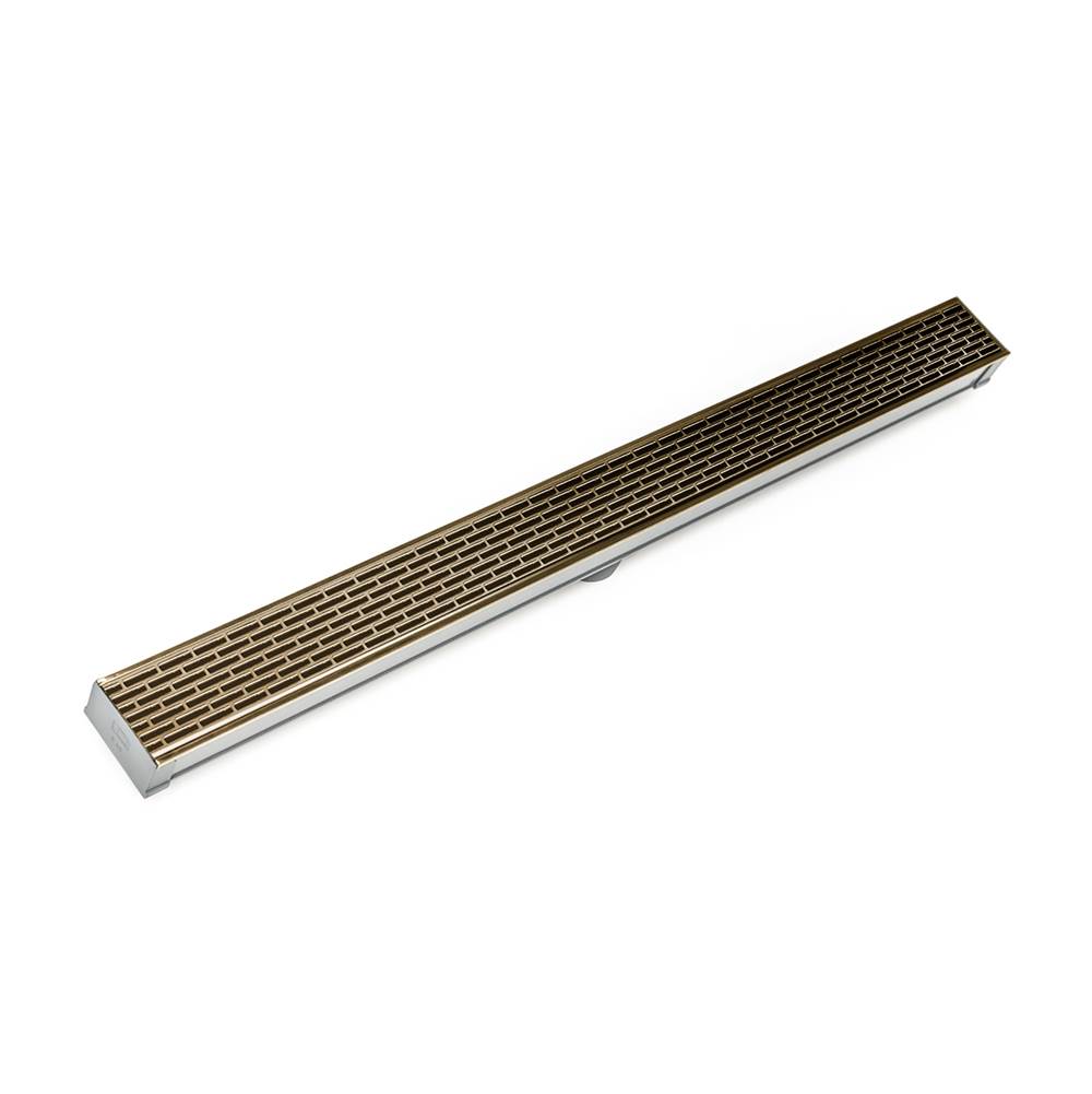 Infinity Drain 48'' S-PVC Series Low Profile Complete Kit with 2 1/2'' Perforated Offset Slot Grate in Satin Bronze
