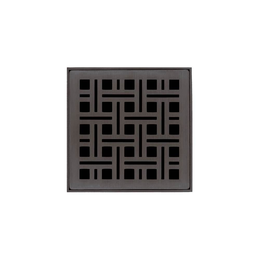 Infinity Drain 4'' x 4'' VD 4 Complete Kit with Weave Pattern Decorative Plate in Oil Rubbed Bronze with ABS Drain Body, 2'' Outlet