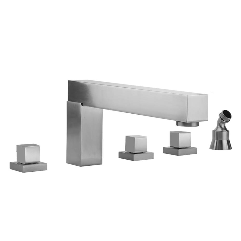 Jaclo CUBIX® Roman Tub Set with Cube Handles and Angled Handshower Holder