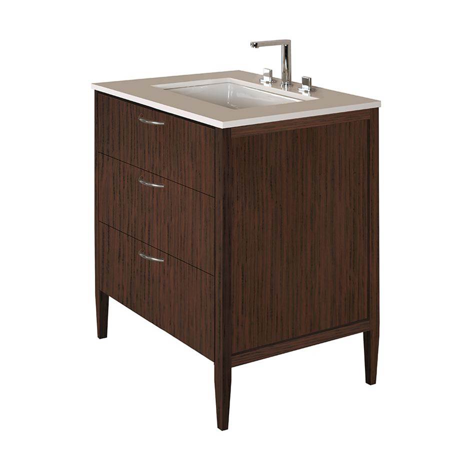 Lacava Free-standing under-counter vanity with two drawers(pulls included), the top drawer has U-shaped notch for plumbing.