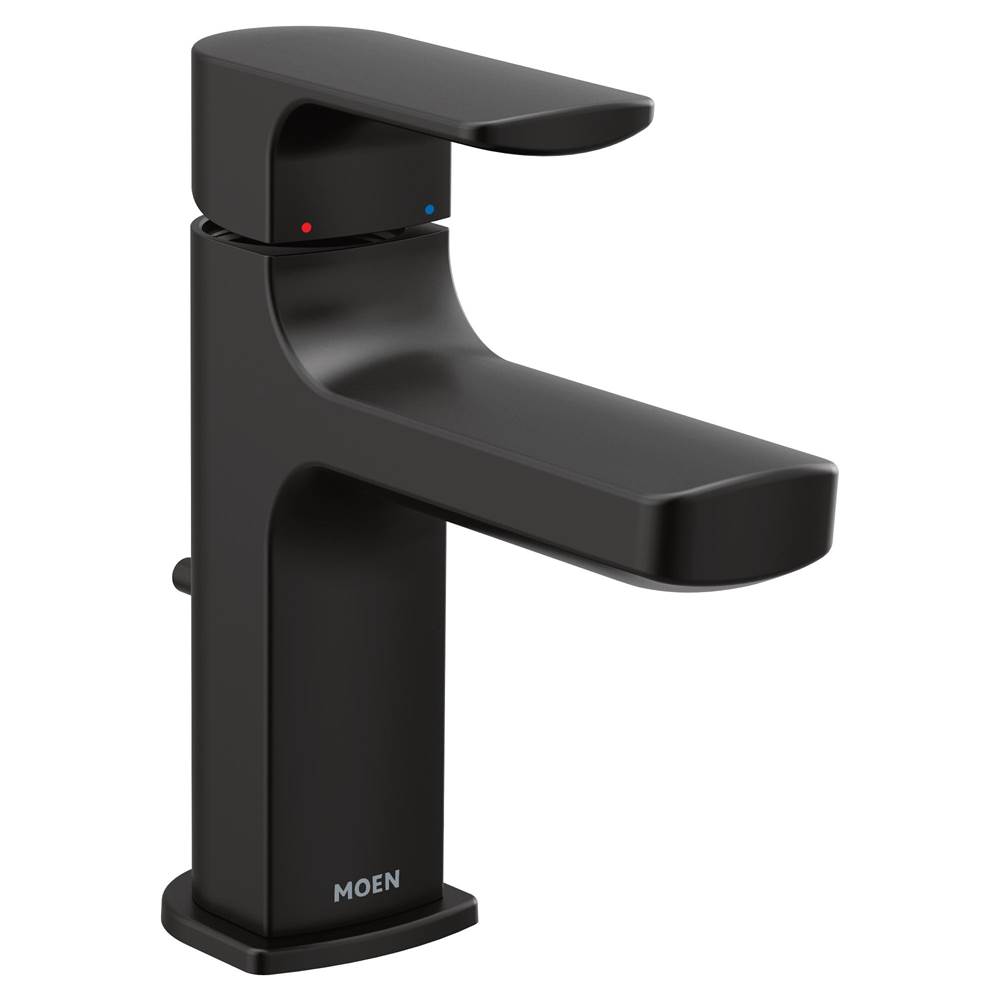 Moen Rizon One-Handle Modern Bathroom Faucet with Drain Assembly, Matte Black