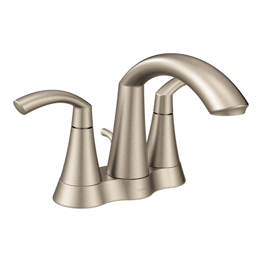 Moen T6173BL Glyde Two Handle 8-Inch Widespread High Arc Modern Bathroom Sink Faucet Valve Required Matte Black 