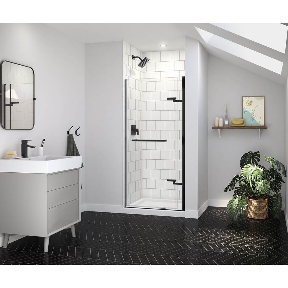Maax Reveal Sleek 71 32 1/2-35 1/2 x 71 1/2 in. 8mm Pivot Shower Door for Alcove Installation with Clear glass in Matte Black