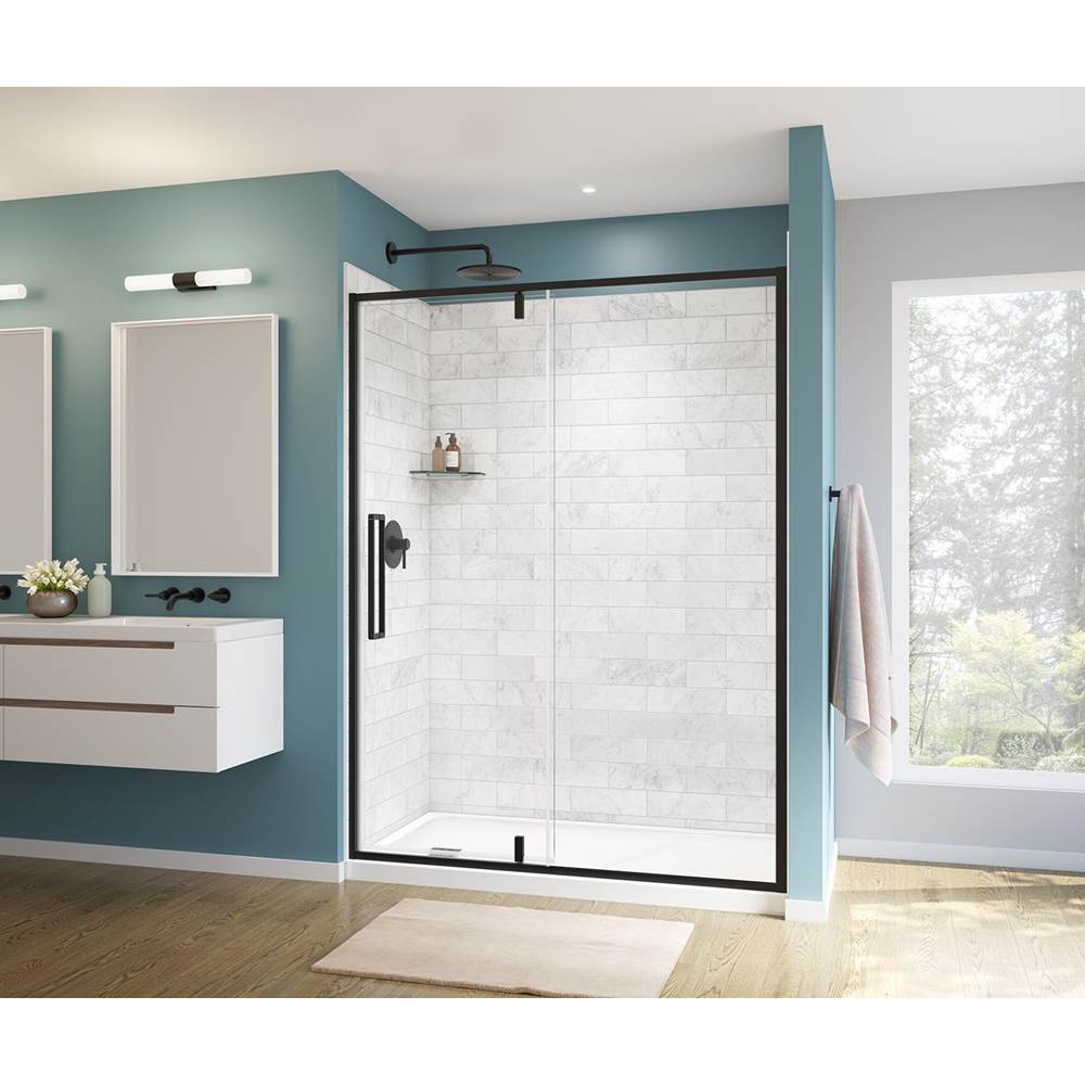 Maax Uptown 57-59 x 76 in. 8 mm Pivot Shower Door for Alcove Installation with Clear glass in Matte Black