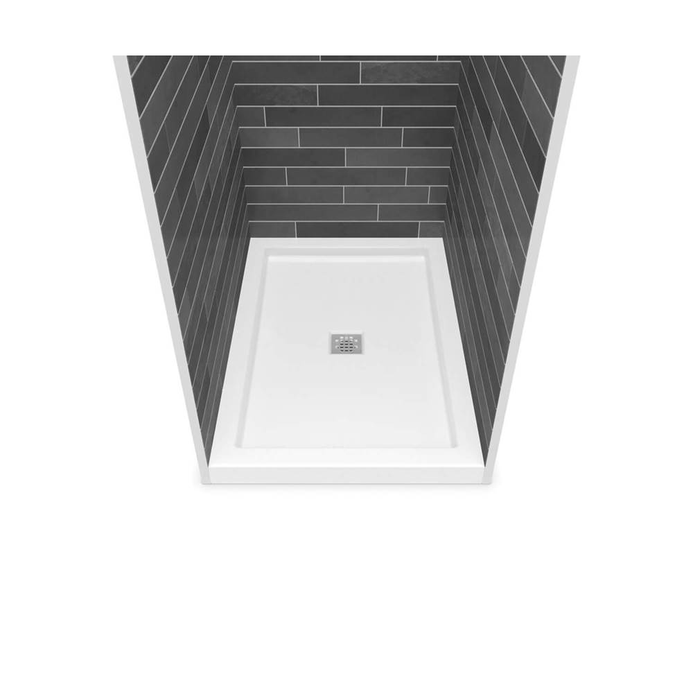 Maax B3Square 4834 Acrylic Alcove Deep Shower Base in White with Center Drain