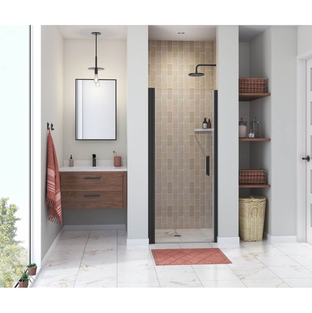 Maax Manhattan 29-31 x 68 in. 6 mm Pivot Shower Door for Alcove Installation with Clear glass & Round Handle in Matte Black
