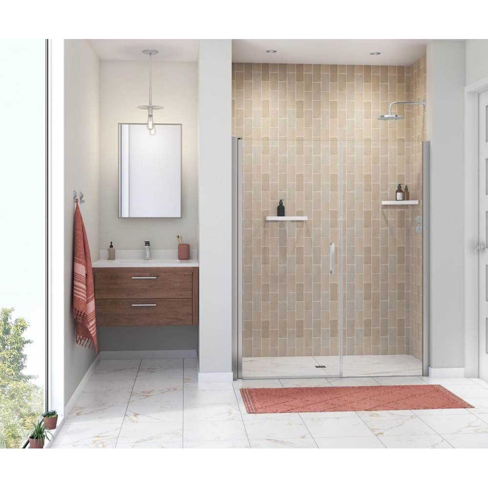 Maax Manhattan 55-57 x 68 in. 6 mm Pivot Shower Door for Alcove Installation with Clear glass & Round Handle in Chrome