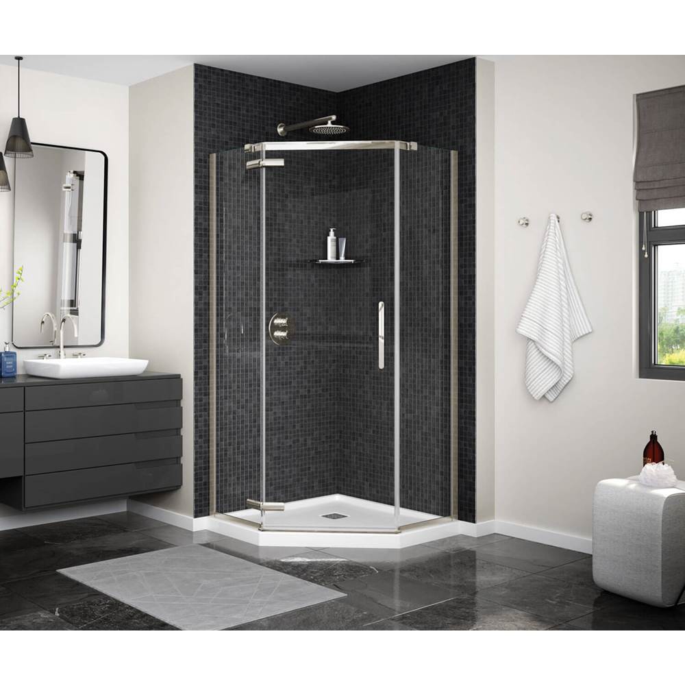 Maax Link Curve Neo-angle 38 x 38 x 75 in. 8mm Pivot Shower Door for Corner Installation with Clear glass in Brushed Nickel