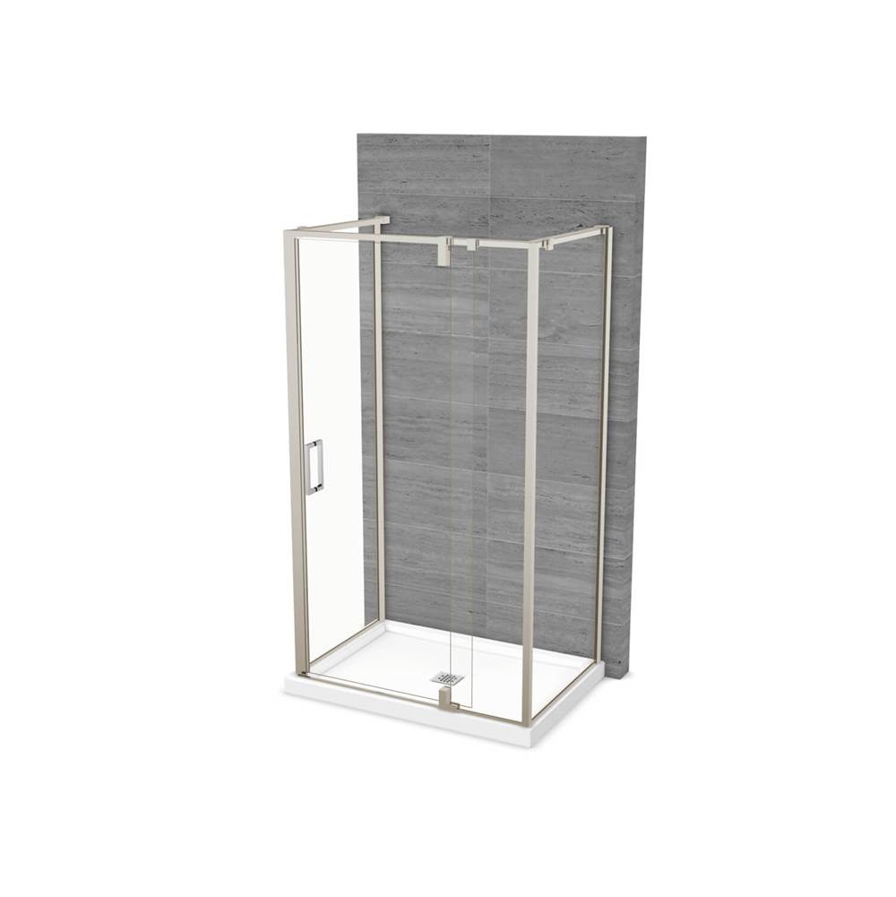 Maax ModulR 48 x 32 x 78 in. 8mm Pivot Shower Door for Wall-mount Installation with Clear glass in Brushed Nickel
