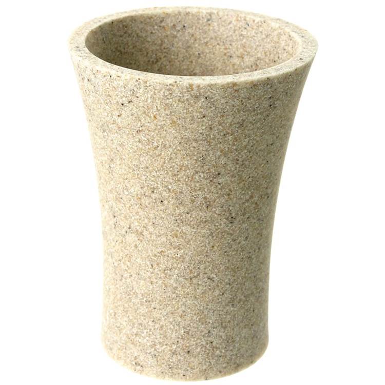 Nameeks Round Toothbrush Holder Made From Stone in Natural Sand Finish