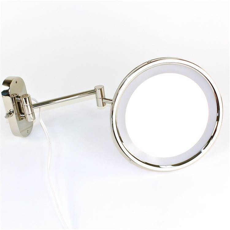 Nameeks Wall Mounted Lighted Hardwired 5x Brass Magnifying Mirror