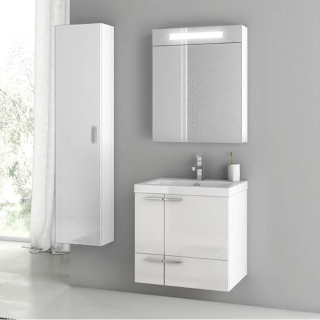 Nameeks 23 Inch Glossy White Bathroom Vanity Set