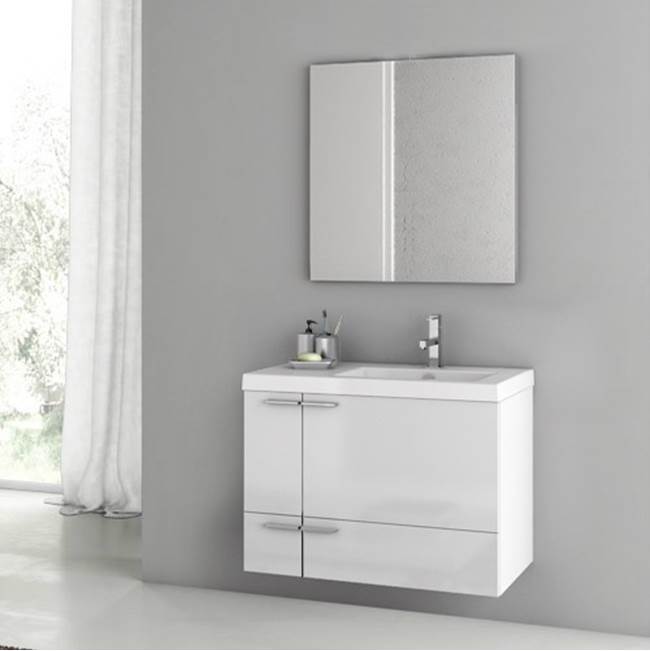 Nameeks 31 Inch Glossy White Bathroom Vanity Set