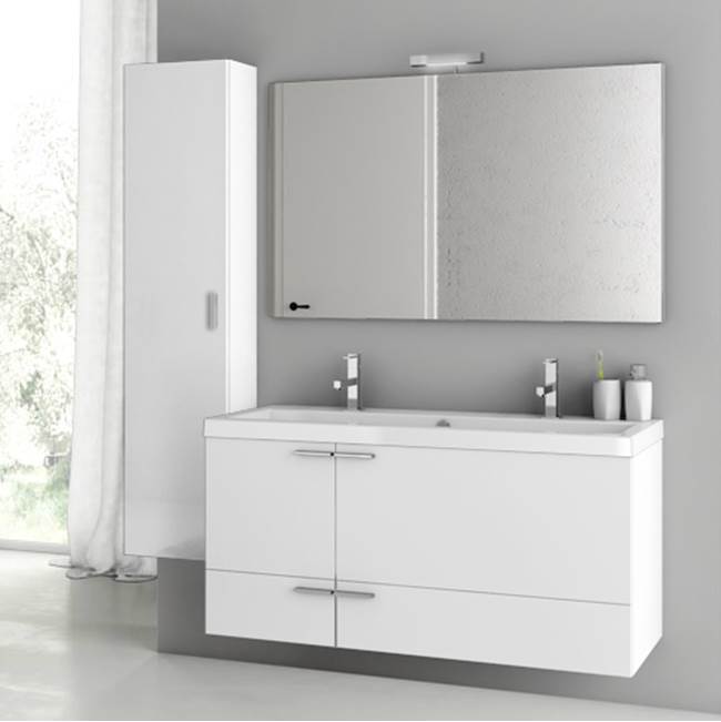 Nameeks 47 Inch Glossy White Bathroom Vanity Set