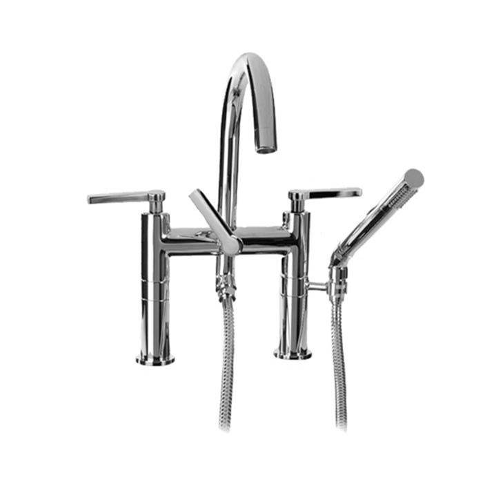 Sigma Contemporary Deckmount Tub Filler with Handshower CAPELLA SOFT PEWTER .84