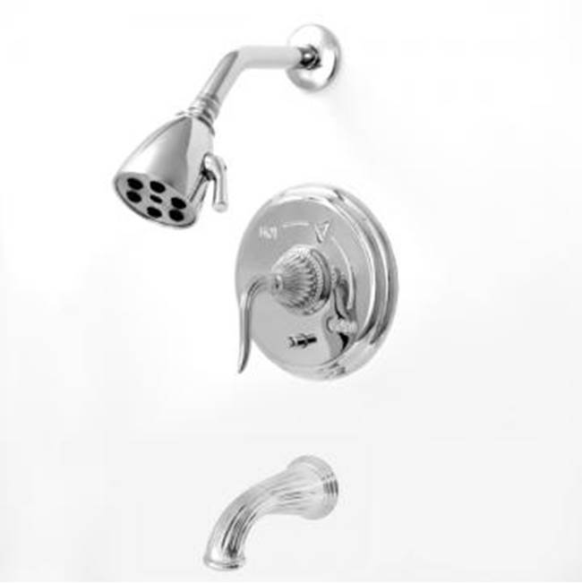 Sigma Pressure Balanced Tub & Shower Set With 9'' Plate Trim (Includes Haf And Wall Tub Spout) Jeferson Elite Ii Soft Pewter .84