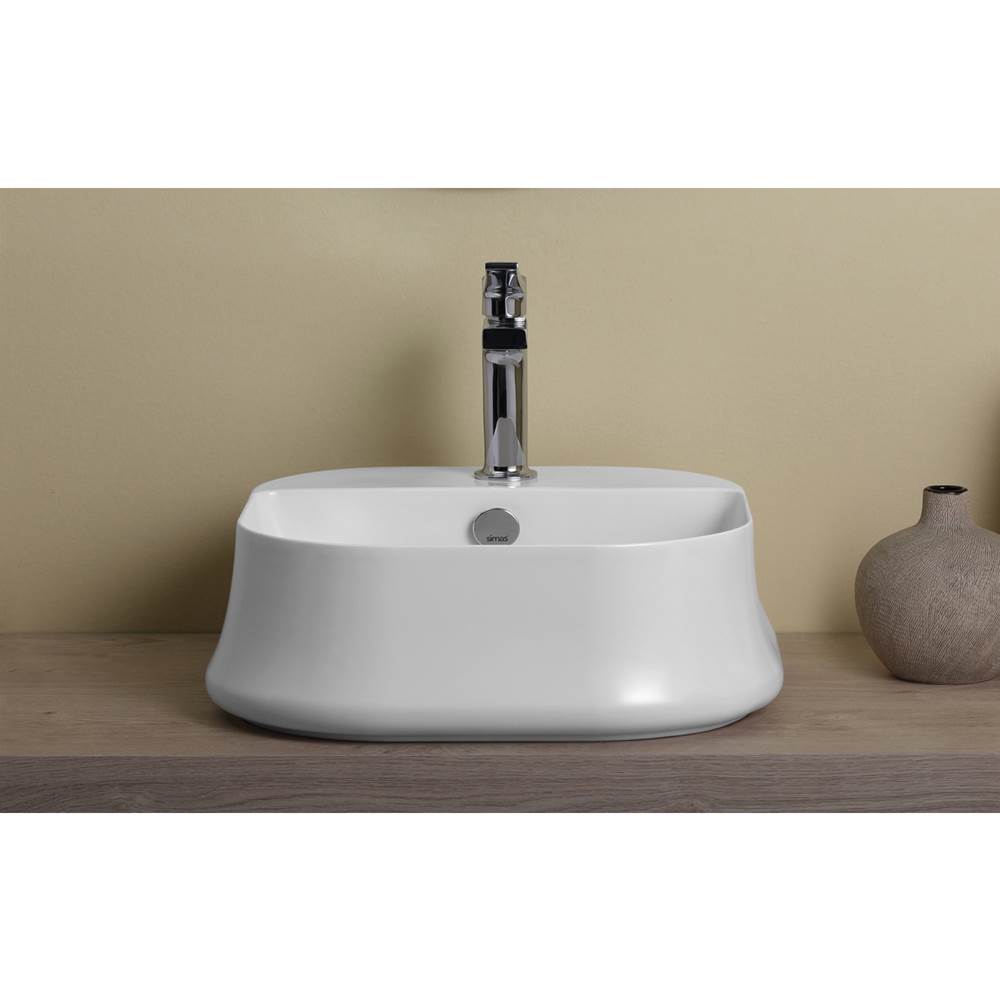 Simas US Single hole square countertop washbasin - 420x420x160mm